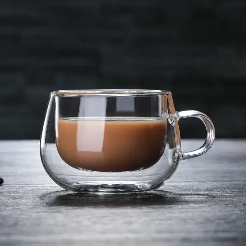 Modern double wall glass coffee cup set kitchen espresso mugs