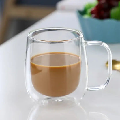 Modern double wall glass coffee cup set kitchen espresso mugs
