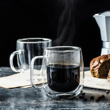 Modern double wall glass coffee cup set kitchen espresso mugs