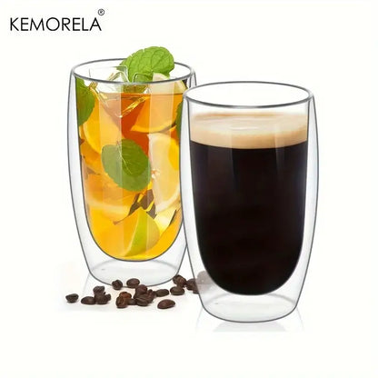 Modern double wall glass coffee mugs kitchen insulated tumbler set