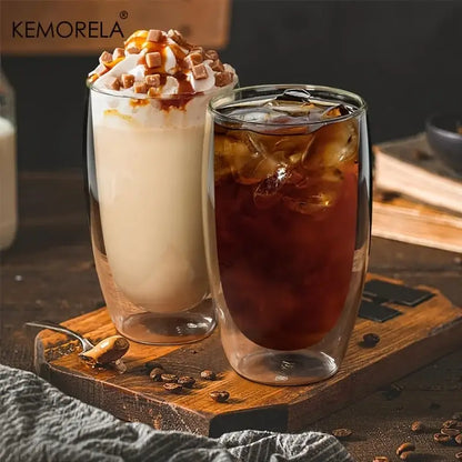 Modern double wall glass coffee mugs kitchen insulated tumbler set
