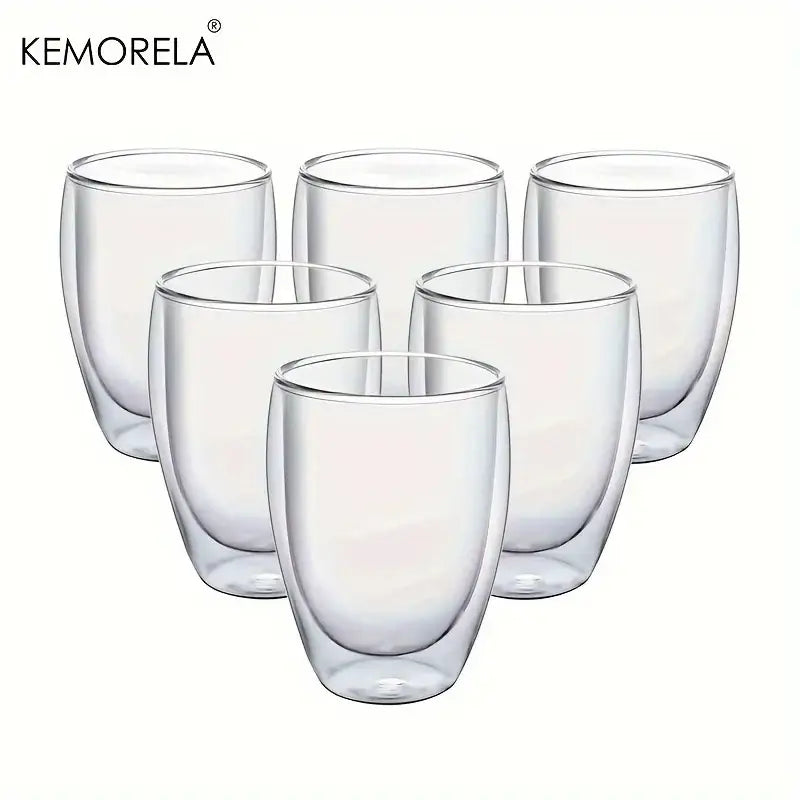 Modern double wall glass coffee mugs kitchen insulated tumbler set