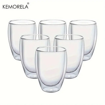 Modern double wall glass coffee mugs kitchen insulated tumbler set