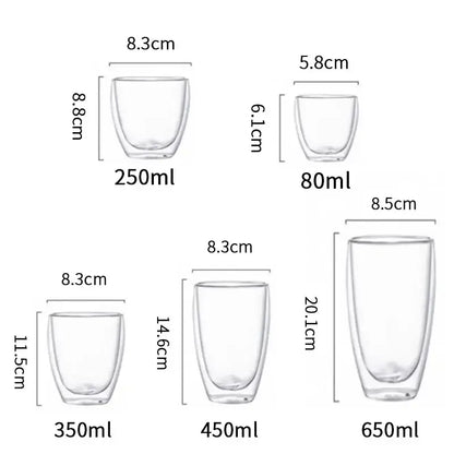 Modern double wall glass coffee mugs kitchen insulated tumbler set