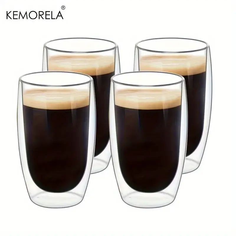 Modern double wall glass coffee mugs kitchen insulated tumbler set