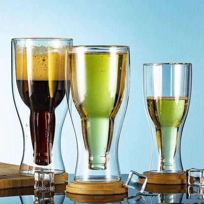 Modern double wall mug beer and wine glass dining room set