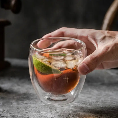 Modern double walled transparent glass cup – kitchen and dining room