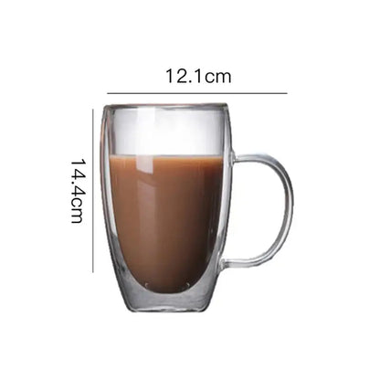 Modern double walled transparent glass cup – kitchen and dining room