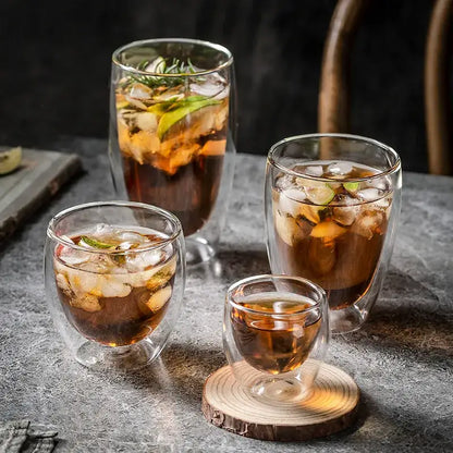 Modern double walled transparent glass cup – kitchen and dining room