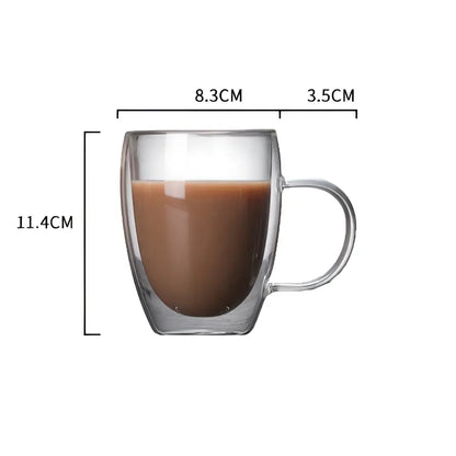Modern double walled transparent glass cup – kitchen and dining room