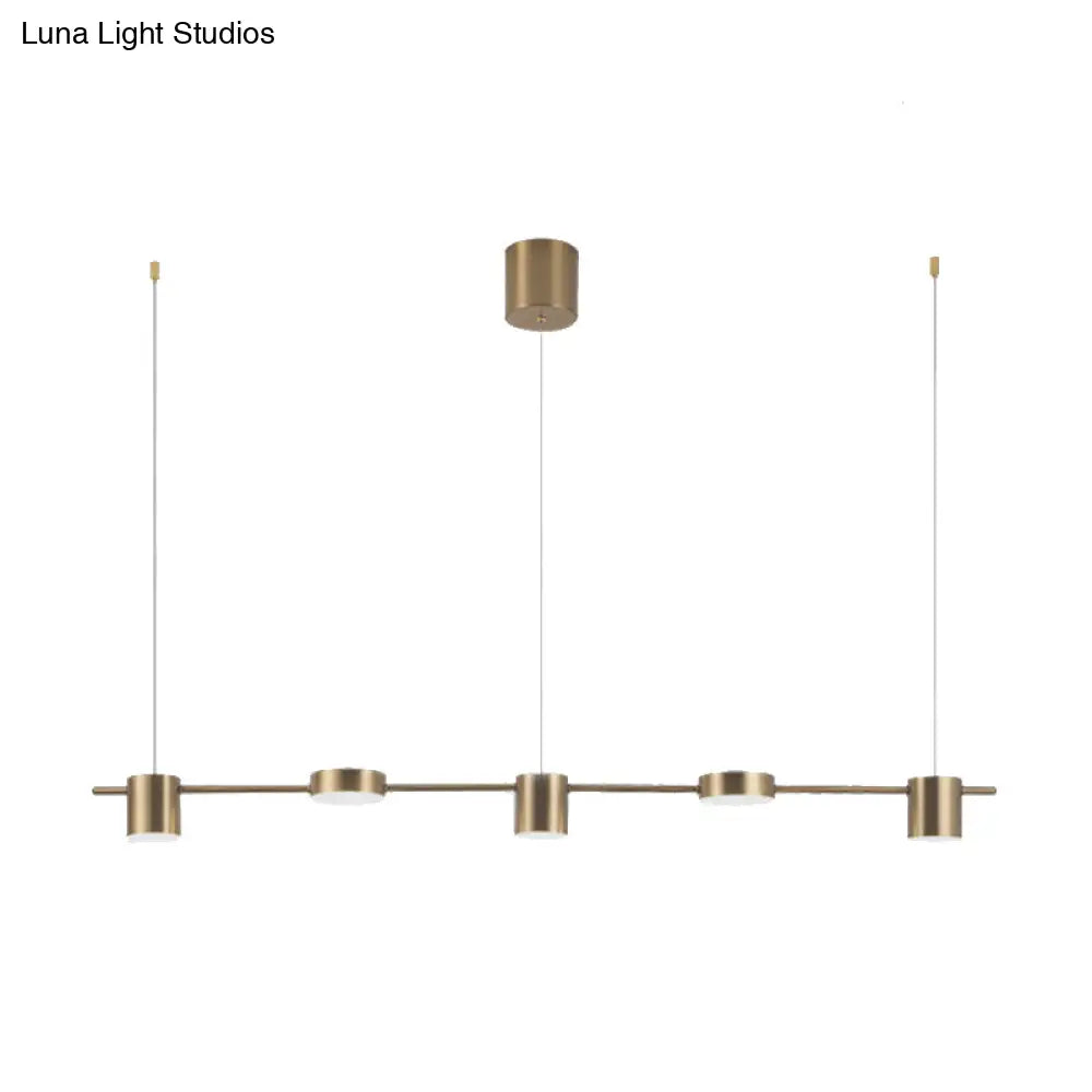 DecorBites™ Modern Drum Aluminum Island Pendant Ceiling Light Fixture in Black/Gold with Warm/White Lighting, 3/5-Head Design