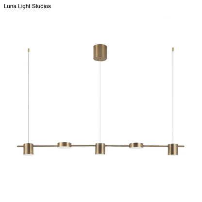DecorBites™ Modern Drum Aluminum Island Pendant Ceiling Light Fixture in Black/Gold with Warm/White Lighting, 3/5-Head Design