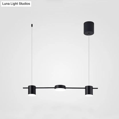 DecorBites™ Modern Drum Aluminum Island Pendant Ceiling Light Fixture in Black/Gold with Warm/White Lighting, 3/5-Head Design