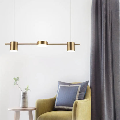 DecorBites™ Modern Drum Aluminum Island Pendant Ceiling Light Fixture in Black/Gold with Warm/White Lighting, 3/5-Head Design