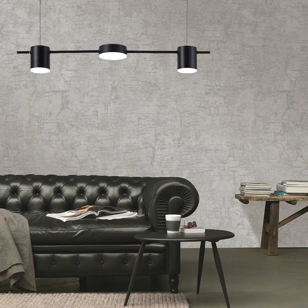 DecorBites™ Modern Drum Aluminum Island Pendant Ceiling Light Fixture in Black/Gold with Warm/White Lighting, 3/5-Head Design