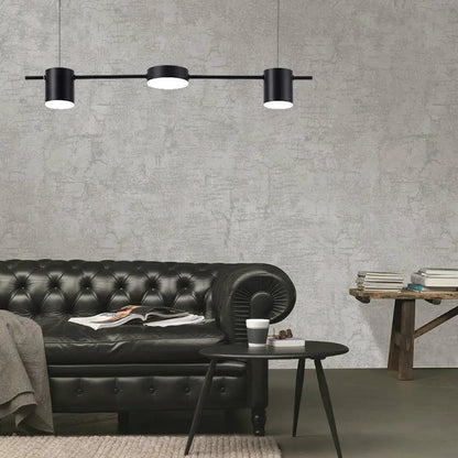 DecorBites™ Modern Drum Aluminum Island Pendant Ceiling Light Fixture in Black/Gold with Warm/White Lighting, 3/5-Head Design