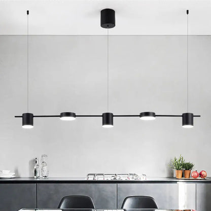 DecorBites™ Modern Drum Aluminum Island Pendant Ceiling Light Fixture in Black/Gold with Warm/White Lighting, 3/5-Head Design