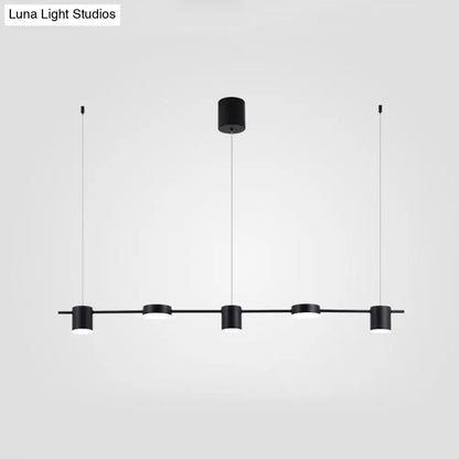 DecorBites™ Modern Drum Aluminum Island Pendant Ceiling Light Fixture in Black/Gold with Warm/White Lighting, 3/5-Head Design
