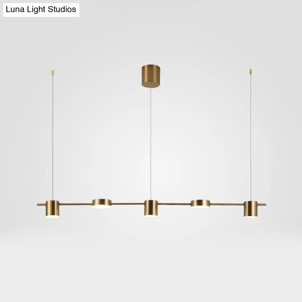 DecorBites™ Modern Drum Aluminum Island Pendant Ceiling Light Fixture in Black/Gold with Warm/White Lighting, 3/5-Head Design
