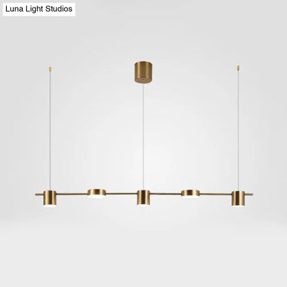 DecorBites™ Modern Drum Aluminum Island Pendant Ceiling Light Fixture in Black/Gold with Warm/White Lighting, 3/5-Head Design
