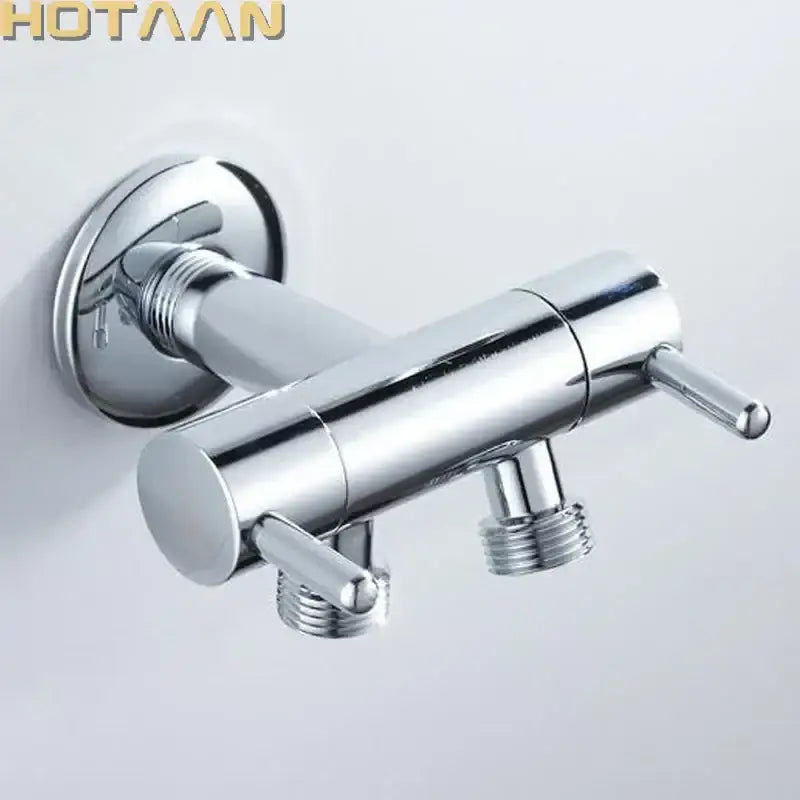 Modern dual handle brass chrome wall mount faucet garden tap