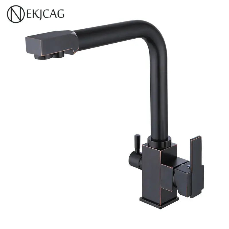Modern dual outlet gold kitchen faucet with purified water outlet