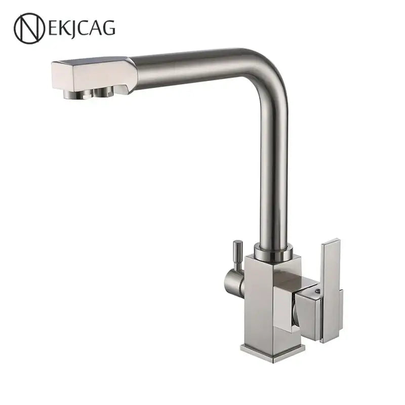 Modern dual outlet gold kitchen faucet with purified water outlet