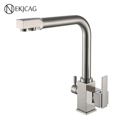 Modern dual outlet gold kitchen faucet with purified water outlet