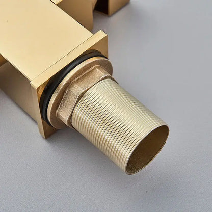 Modern dual outlet gold kitchen faucet with purified water outlet