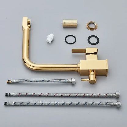 Modern dual outlet gold kitchen faucet with purified water outlet