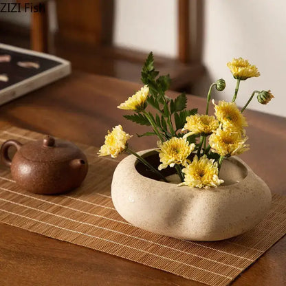 Modern earthy lotus seedpod ceramic incense burner living room decor