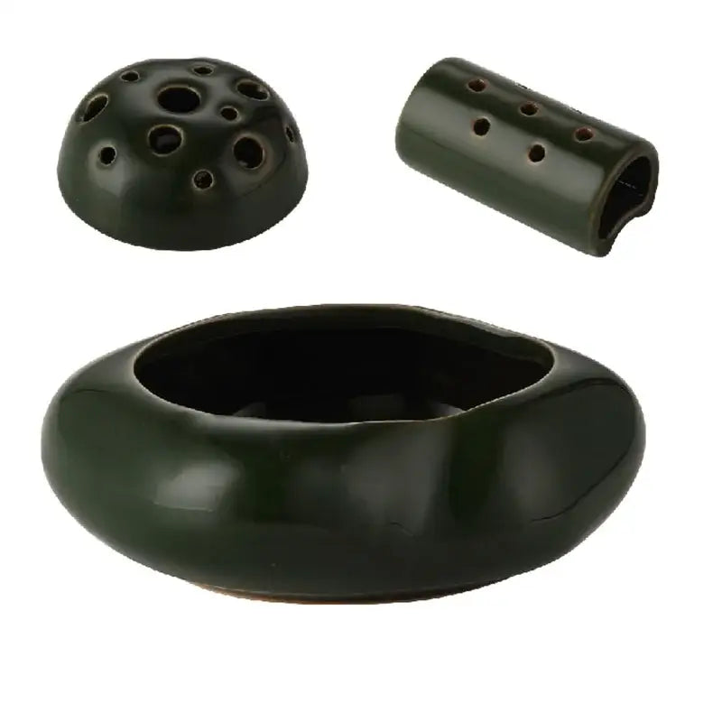Modern earthy lotus seedpod ceramic incense burner living room decor
