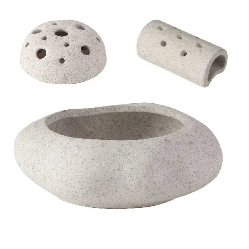 Modern earthy lotus seedpod ceramic incense burner living room decor