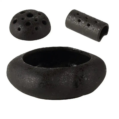 Modern earthy lotus seedpod ceramic incense burner living room decor