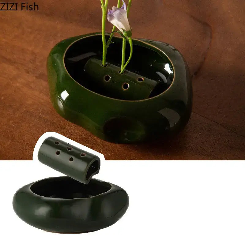 Modern earthy lotus seedpod ceramic incense burner living room decor