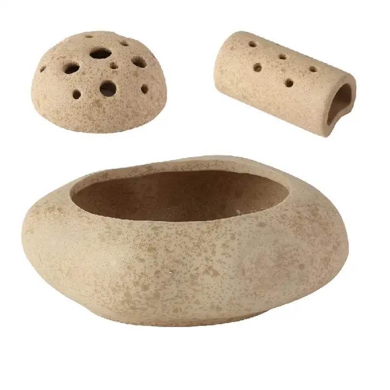 Modern earthy lotus seedpod ceramic incense burner living room decor