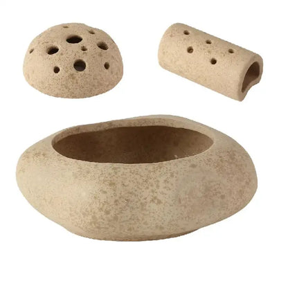 Modern earthy lotus seedpod ceramic incense burner living room decor