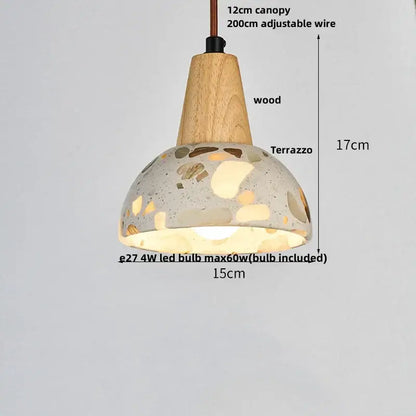 Modern earthy terrazzo stone led pendant light set for dining room