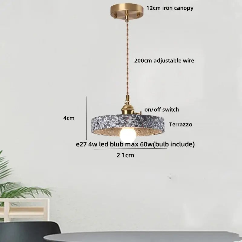 Modern earthy terrazzo stone led pendant light set for dining room