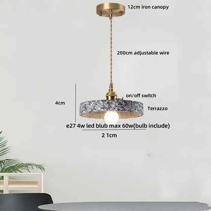 Modern earthy terrazzo stone led pendant light set for dining room