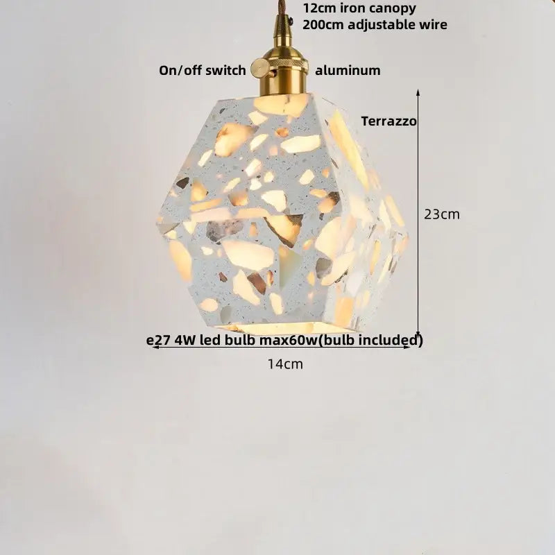 Modern earthy terrazzo stone led pendant light set for dining room