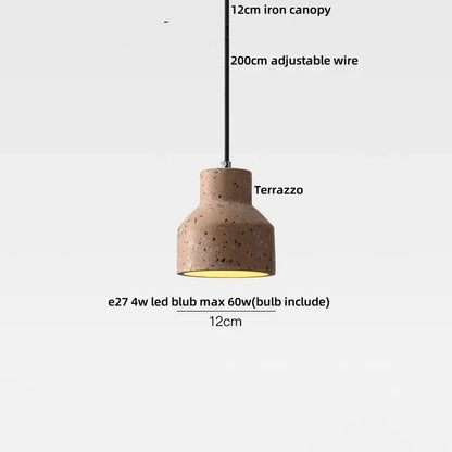 Modern earthy terrazzo stone led pendant light set for dining room