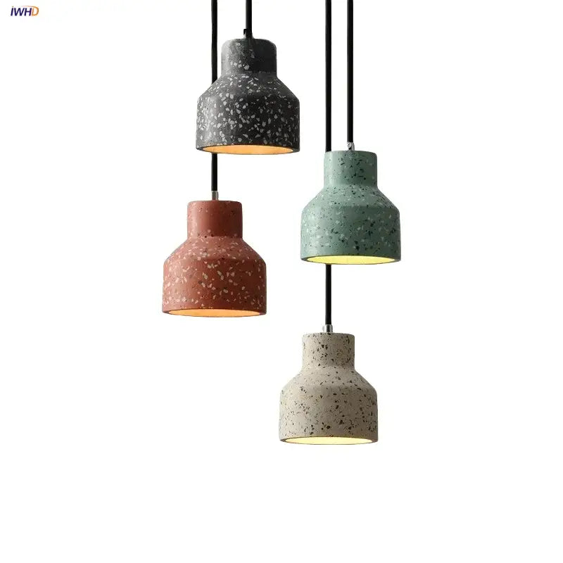 Modern earthy terrazzo stone led pendant light set for dining room