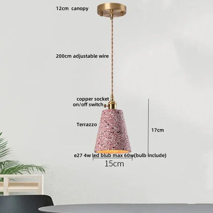 Modern earthy terrazzo stone led pendant light set for dining room