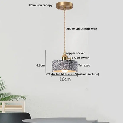 Modern earthy terrazzo stone led pendant light set for dining room