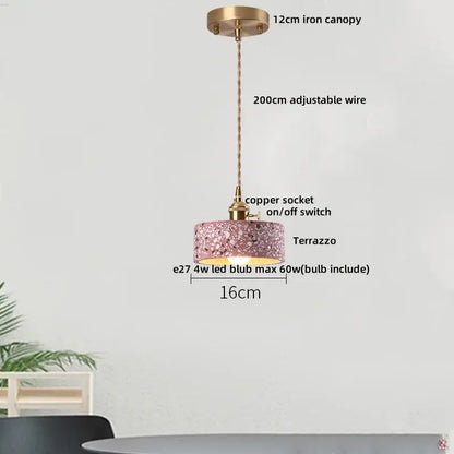 Modern earthy terrazzo stone led pendant light set for dining room