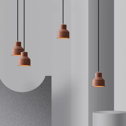 Modern earthy terrazzo stone led pendant light set for dining room
