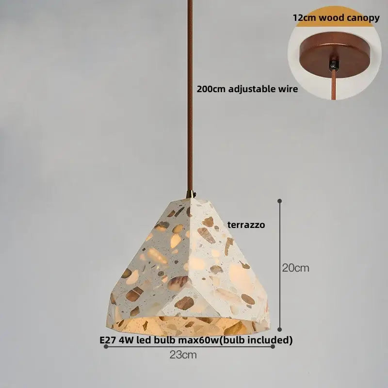 Modern earthy terrazzo stone led pendant light set for dining room