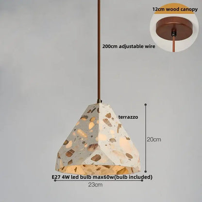 Modern earthy terrazzo stone led pendant light set for dining room