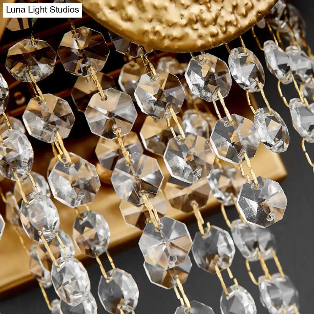 DecorBites™ Modern Egg Shaped Wall Mount Light with 2 Metal Lights - Golden Sconce Lighting, Clear Crystal Draping